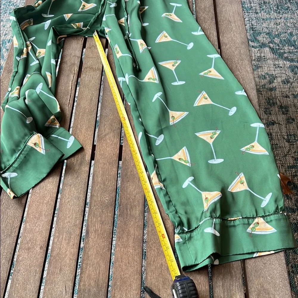 Show Me Your MuMu Green Martini Print Satin Pajama Set